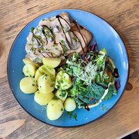 Wiener Schnitzel w Champignon sauce  at Unser Cafe in Berlin