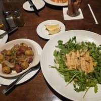 Vegan pasta and marble potatoes. at Universal Studios - Lombard's Seafood Grille in Orlando