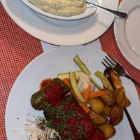 Hummus and dolmades  at Bacchus in Paphos