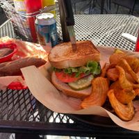 Schwarze Burger, sidewinder fries, pretzels at Ye Olde Trail Tavern in Yellow Springs
