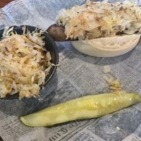 Vegan brat with sauerkraut+   at Ye Olde Trail Tavern in Yellow Springs