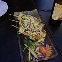 Satay tofu skewers  at Soul Vegan in Edinburgh