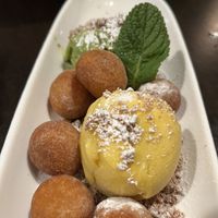 Fried sweet potato balls with ice cream  at Soul Vegan in Edinburgh