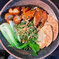 Gan lau mee (note that it is dry – no soup/broth) at Soul Vegan in Edinburgh