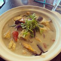 Green curry tofu with mixed vegetables (annoncé comme étant peu pimenté mais j’ai trouvé un peu trop pimenté de mon côté)  at Soul Vegan in Edinburgh