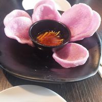 Sweet potato crackers with homemade mango sauce at Soul Vegan in Edinburgh