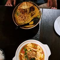 Top, Laksa; Bottom, Tofu Mapu at Soul Vegan in Edinburgh