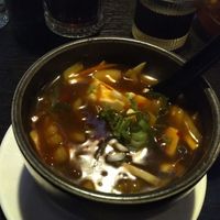 spicy-sour soup at Soul Vegan in Edinburgh