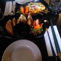 Starters: Satay tofu and gyoza at Soul Vegan in Edinburgh