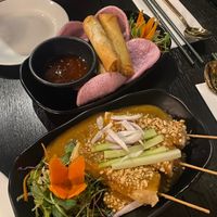 Tofu satay and spring rolls  at Soul Vegan in Edinburgh