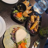 Char sui bao, gyoza, sweetcorn ribs at Soul Vegan in Edinburgh