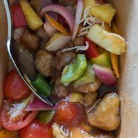 Sweet and sour aubergine at Soul Vegan in Edinburgh