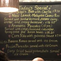 Specials board  at Soul Vegan in Edinburgh