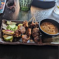 Mushroom satay skewers at Soul Vegan in Edinburgh