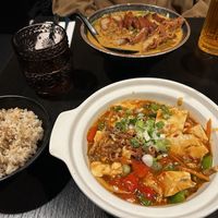 Mapo tofu, fried rice and laksa noodle  at Soul Vegan in Edinburgh