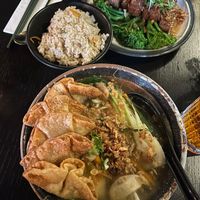 Fried rice, soul special deep fried tofu and wonton soup  at Soul Vegan in Edinburgh