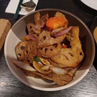 Salt and pepper fried lotus at Soul Vegan in Edinburgh