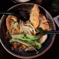 Wantan noodles (photo taken after already having had several bites, sorry😄) at Soul Vegan in Edinburgh