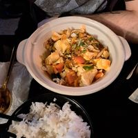 Mapo tofu with rice (photo also taken later on) at Soul Vegan in Edinburgh