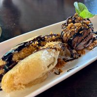 Fried banana with ice cream at Soul Vegan in Edinburgh