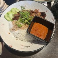 BBQ duck rice dish   at Soul Vegan in Edinburgh