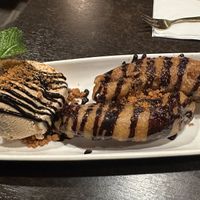 Fried banana and caramel ice cream   at Soul Vegan in Edinburgh