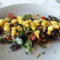 First course - salad with mango, black rice, quinoa and walnuts at La Atalaia del Gardoki in Sopelana