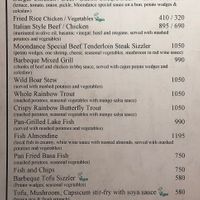 3 labeled vegan options under mains  at Moondance Restaurant & Bar in Pokhara