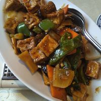 Delicious piping hot tofu, beans, eggplants, chili ! at China Restaurant Panda in Linden