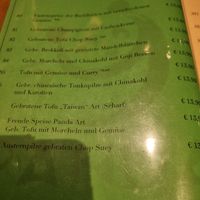 Vegane Karte at China Restaurant Panda in Linden