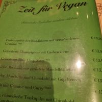Vegane Karte at China Restaurant Panda in Linden