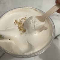 Love that they give you a spoon… it’s that creamy!!!  at NUTTEA 堅果奶茶 - Admiralty in Hong Kong Island