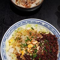 Dumplings and noodles with soy mice and cabbage at Kaschemme in Nuremberg