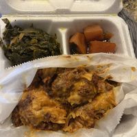 Lasagna with collard greens and yams..DELICIOUS!  at Veganish Vibes in Baton Rouge