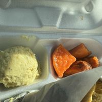 Potato salad and yams   at Veganish Vibes in Baton Rouge