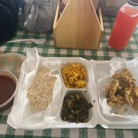 Red beans and rice w/ yellow rice & collard greens  at Veganish Vibes in Baton Rouge