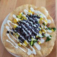 Fry bread with beans, tofu, and zucchini at Itality Plant Based Foods in Albuquerque