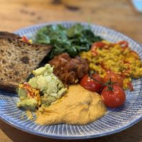 Vegan scrambled breakfast  at Megan's at the Sorting Office in London