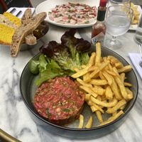 Front is vegan (watermelon tatar and fries)  at CrisTo in Bastia