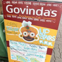 Footpath sign at Govindas in West End