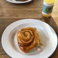 Cinnamon swirl and apple juice  at Canteen at The Eco Park in Porthtowan