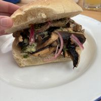 Mushroom breakfast roll - wow it was tasty  at Canteen at The Eco Park in Porthtowan