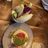 Hummus to share with veggies  at Honest Greens - Avenida in Lisbon