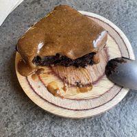 Cauliflower mocha brownie w caramel tahini (very good and dense! Didnt even taste the cauliflower )  at Honest Greens - Avenida in Lisbon