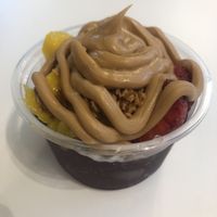 Peanut butter, granola, strawberry and mango açai bowl  #Veganuary at AcaiXpress - Yas Mall in Abu Dhabi