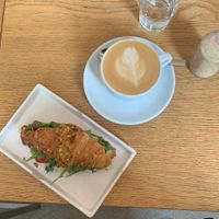 oat cappuccino with savory croissant 🥐👌🏻  at Nude Zurich in Zurich