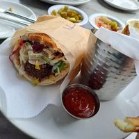 Falafal Sndwich and fries at Hummus Bar & Grill in Tarzana