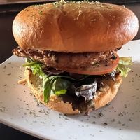 Veggie burger with vegan mayo. So yummy!  at Kallans Bar and Grill in Oak Hills