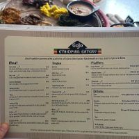 Menu November 22 at Gojo Ethiopian Eatery in Auckland