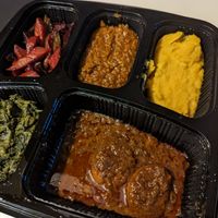 Takeaway vegan platter at Gojo Ethiopian Eatery in Auckland